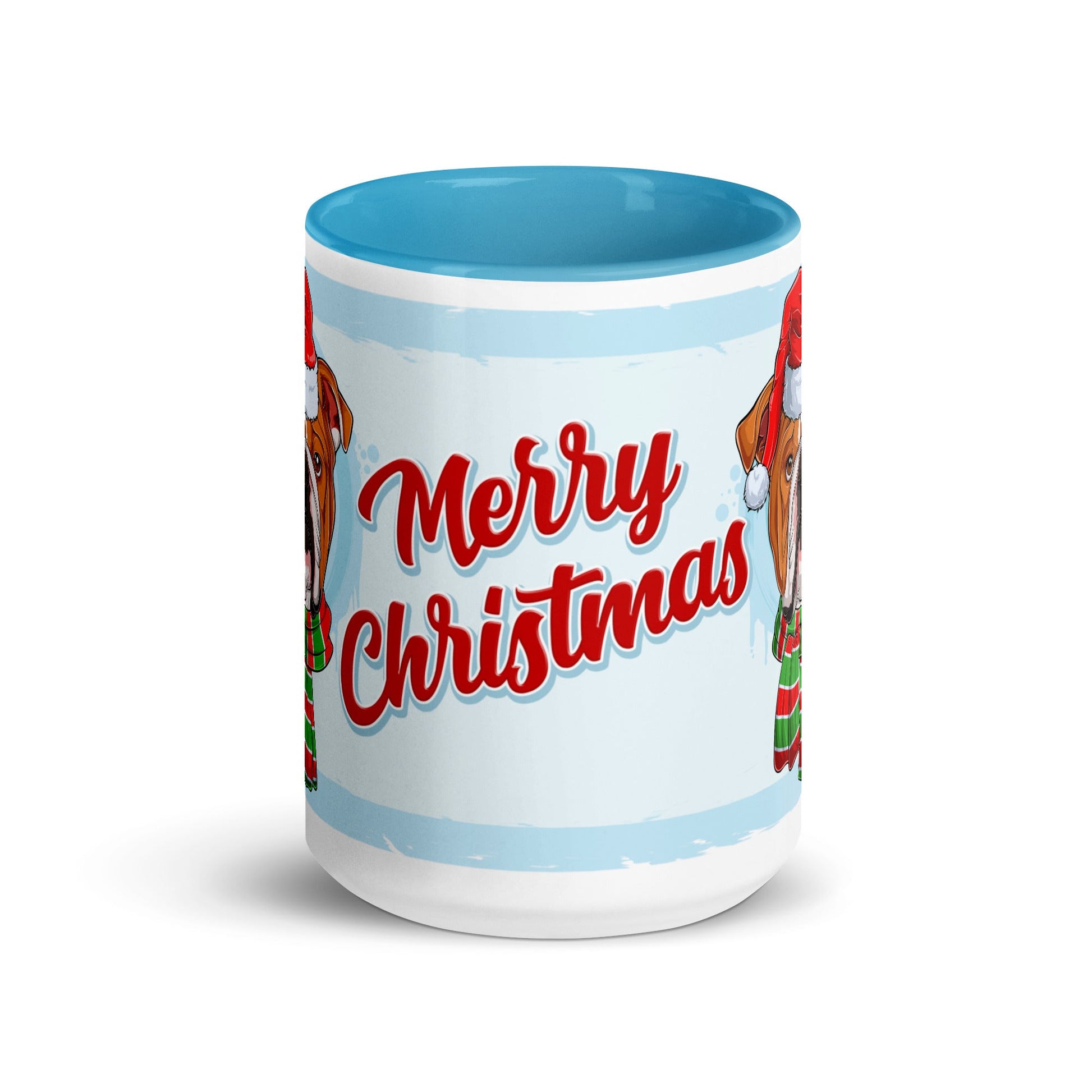 Festive "Merry Christmas" English Bulldog Mug | Red & White Colored Male