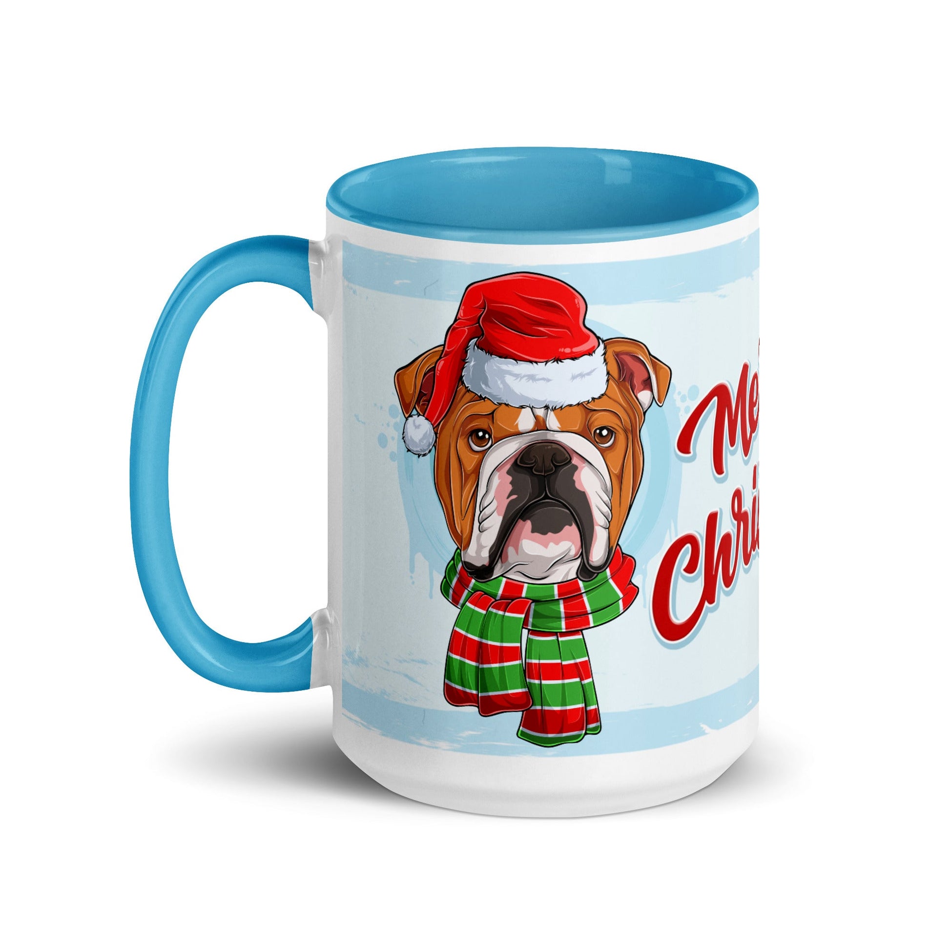 Festive "Merry Christmas" English Bulldog Mug | Red & White Colored Male