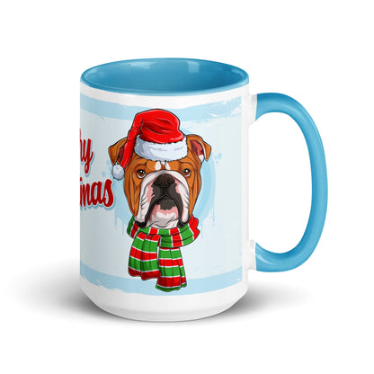 Festive &quot;Merry Christmas&quot; English Bulldog Mug | Red &amp; White Colored Male