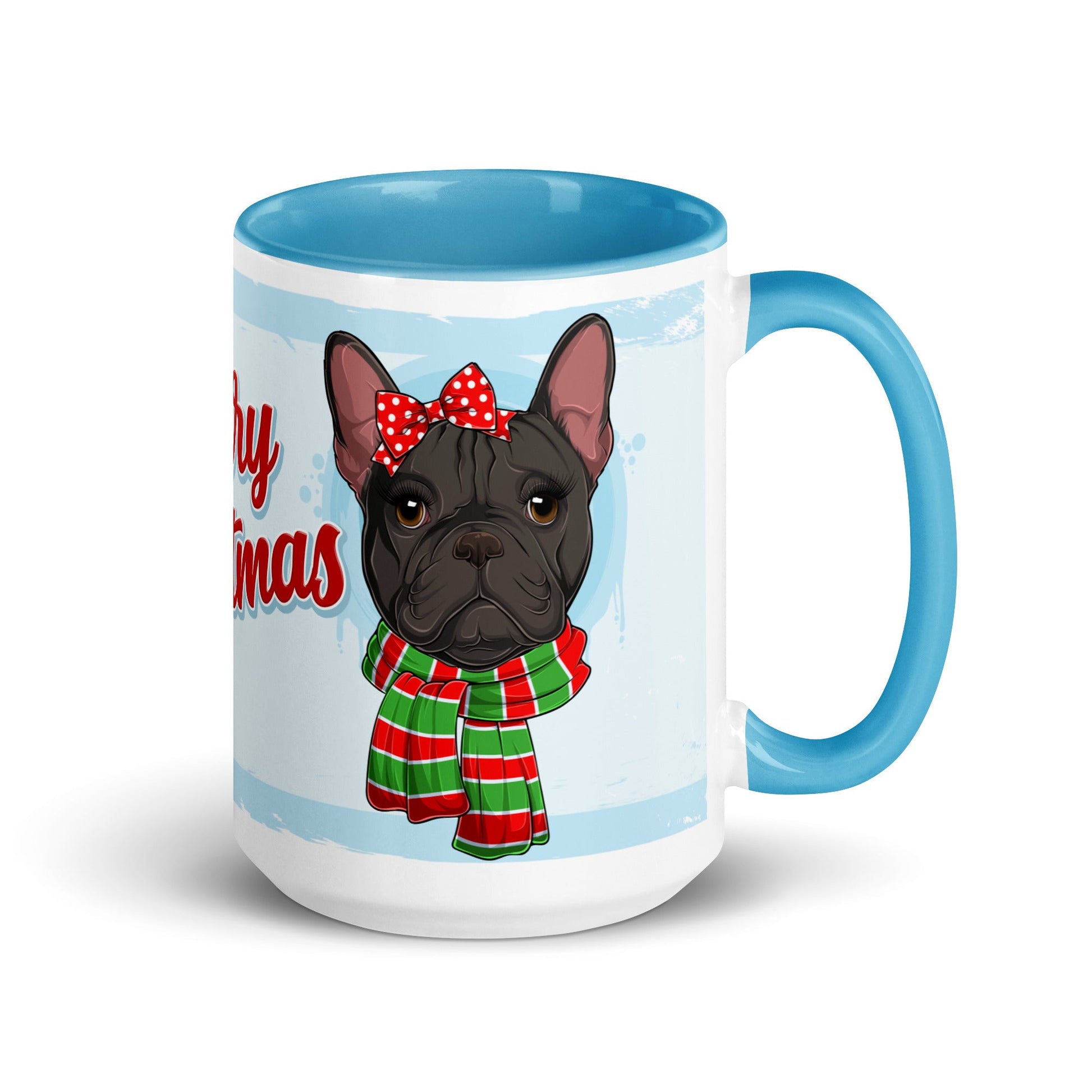 Festive "Merry Christmas" French Bulldog Mug | B&W Colored Female