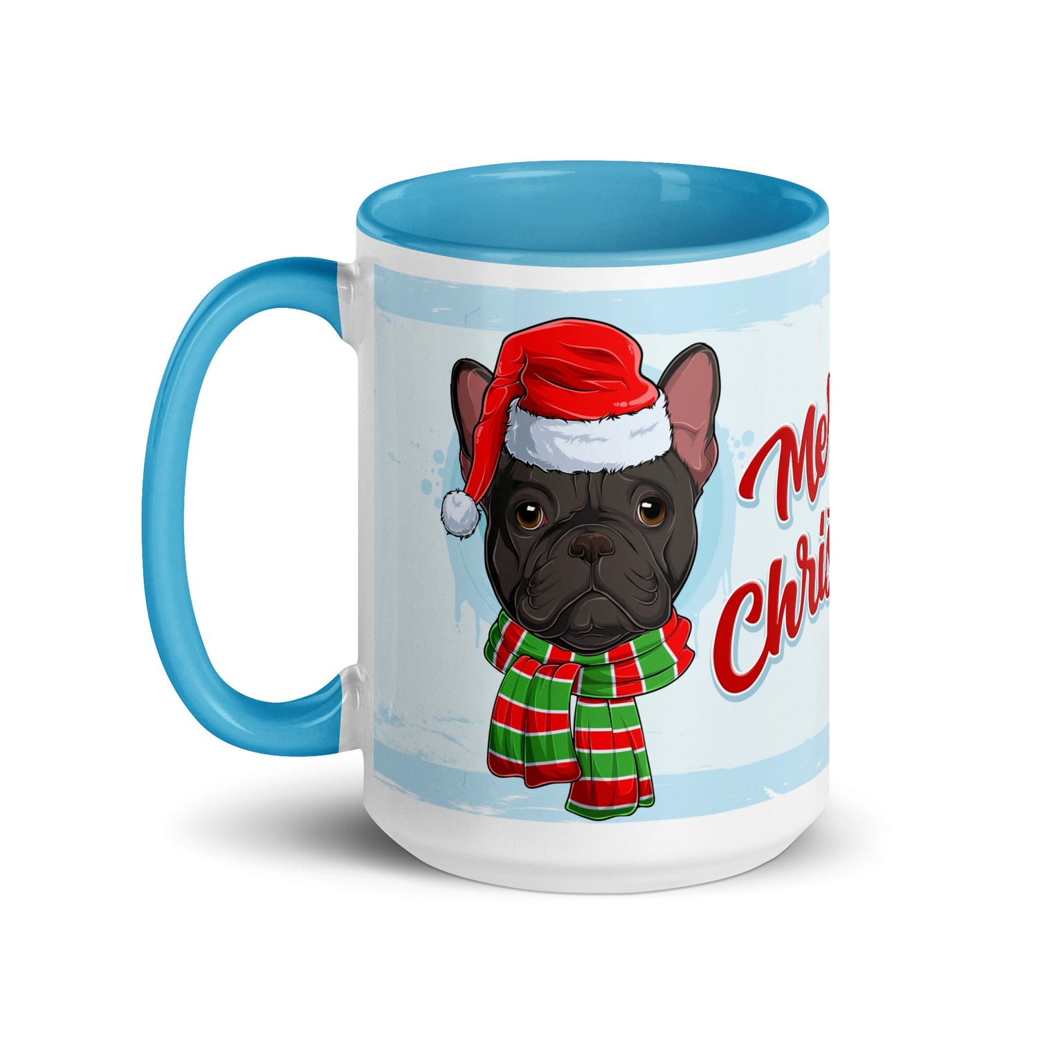 Festive &quot;Merry Christmas&quot; French Bulldog Mug | B&amp;W Colored Male