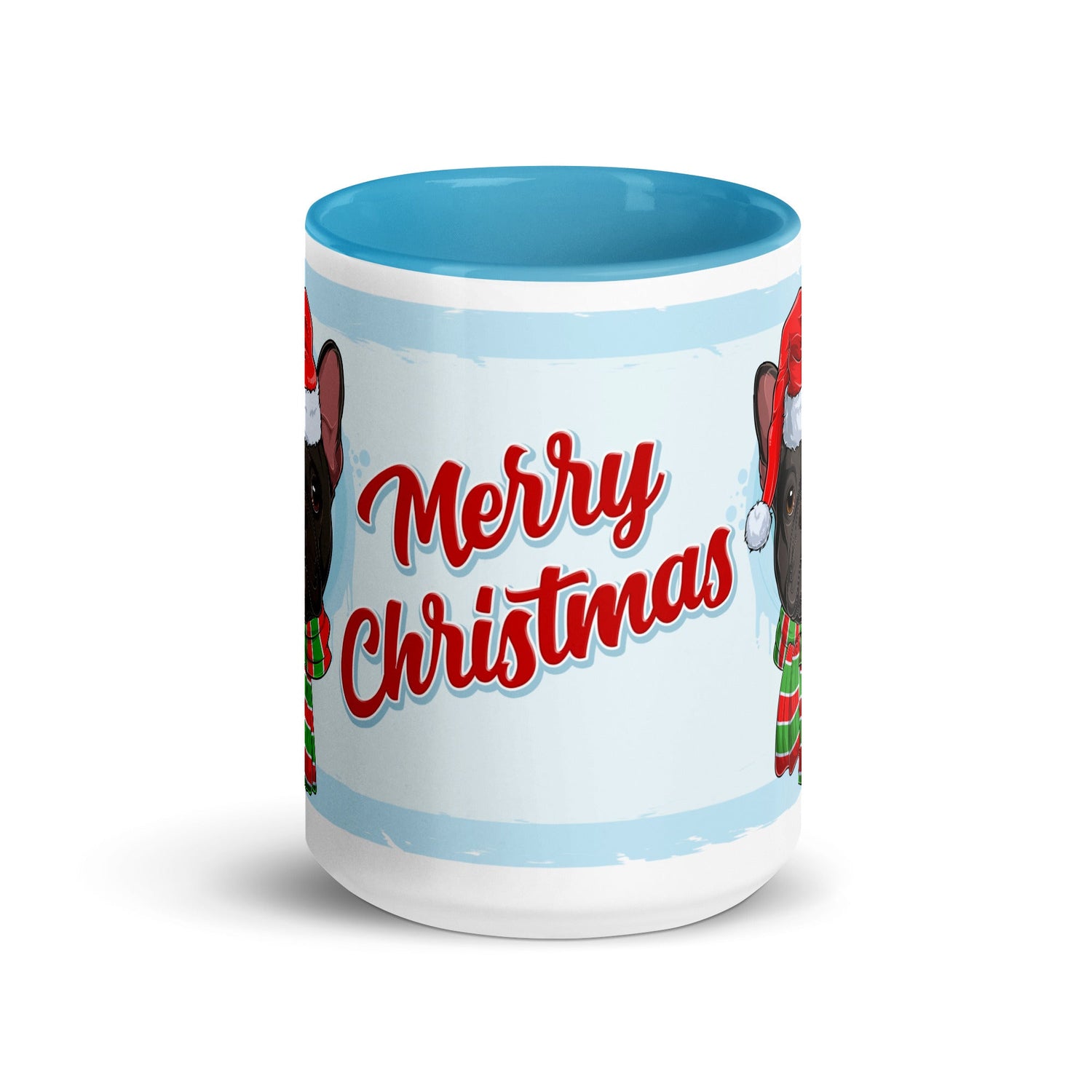 Festive &quot;Merry Christmas&quot; French Bulldog Mug | B&amp;W Colored Male