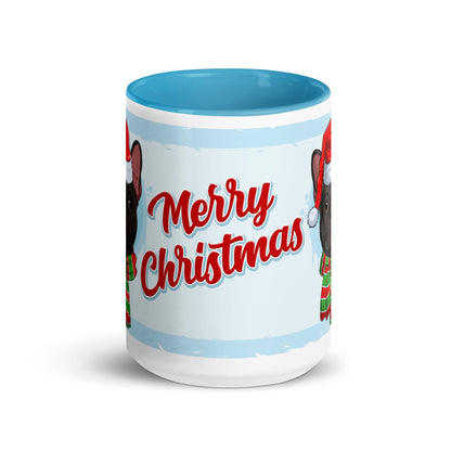 Festive &quot;Merry Christmas&quot; French Bulldog Mug | B&amp;W Colored Male