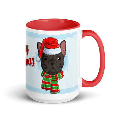 Festive &quot;Merry Christmas&quot; French Bulldog Mug | B&amp;W Colored Male