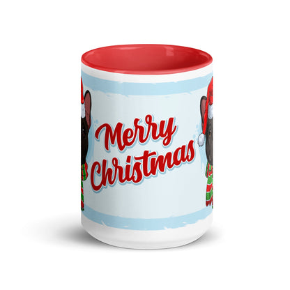 Festive &quot;Merry Christmas&quot; French Bulldog Mug | B&amp;W Colored Male