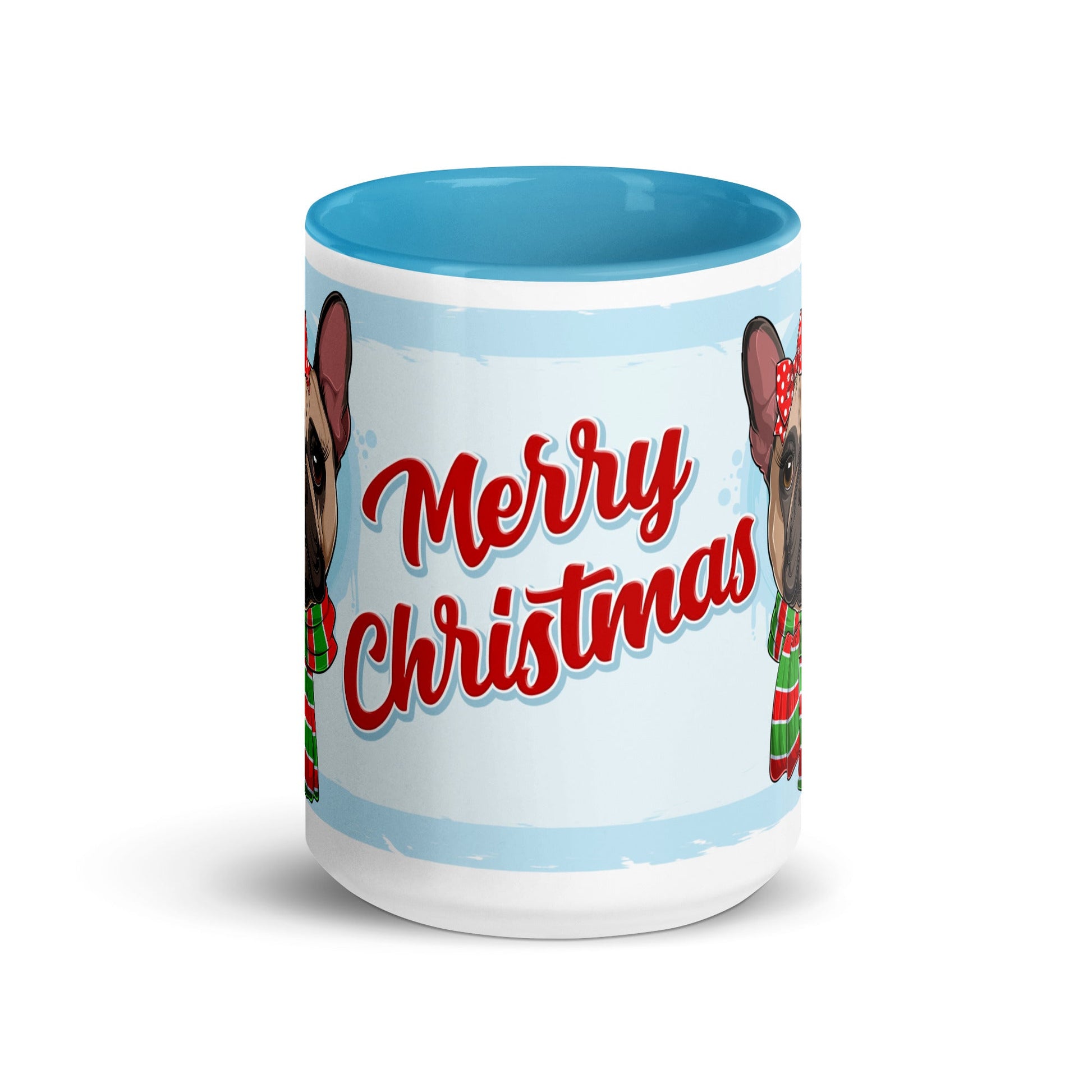 Festive "Merry Christmas" French Bulldog Mug | Fawn & White Colored Female