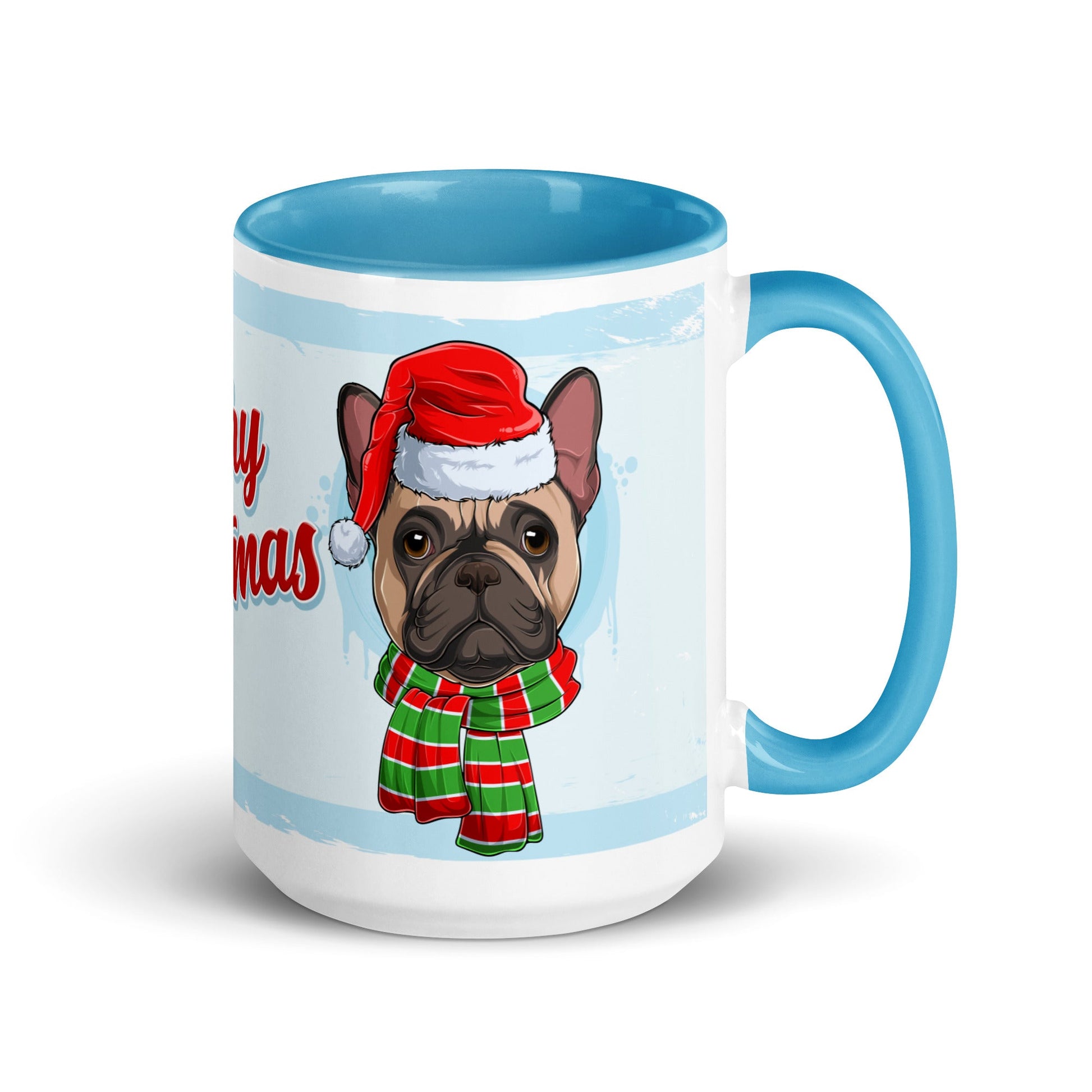 Festive "Merry Christmas" French Bulldog Mug | Fawn & White Colored Male