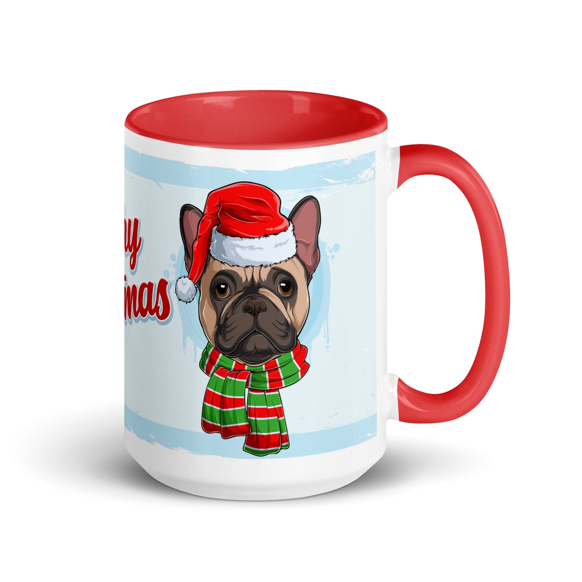 Festive "Merry Christmas" French Bulldog Mug | Fawn & White Colored Male