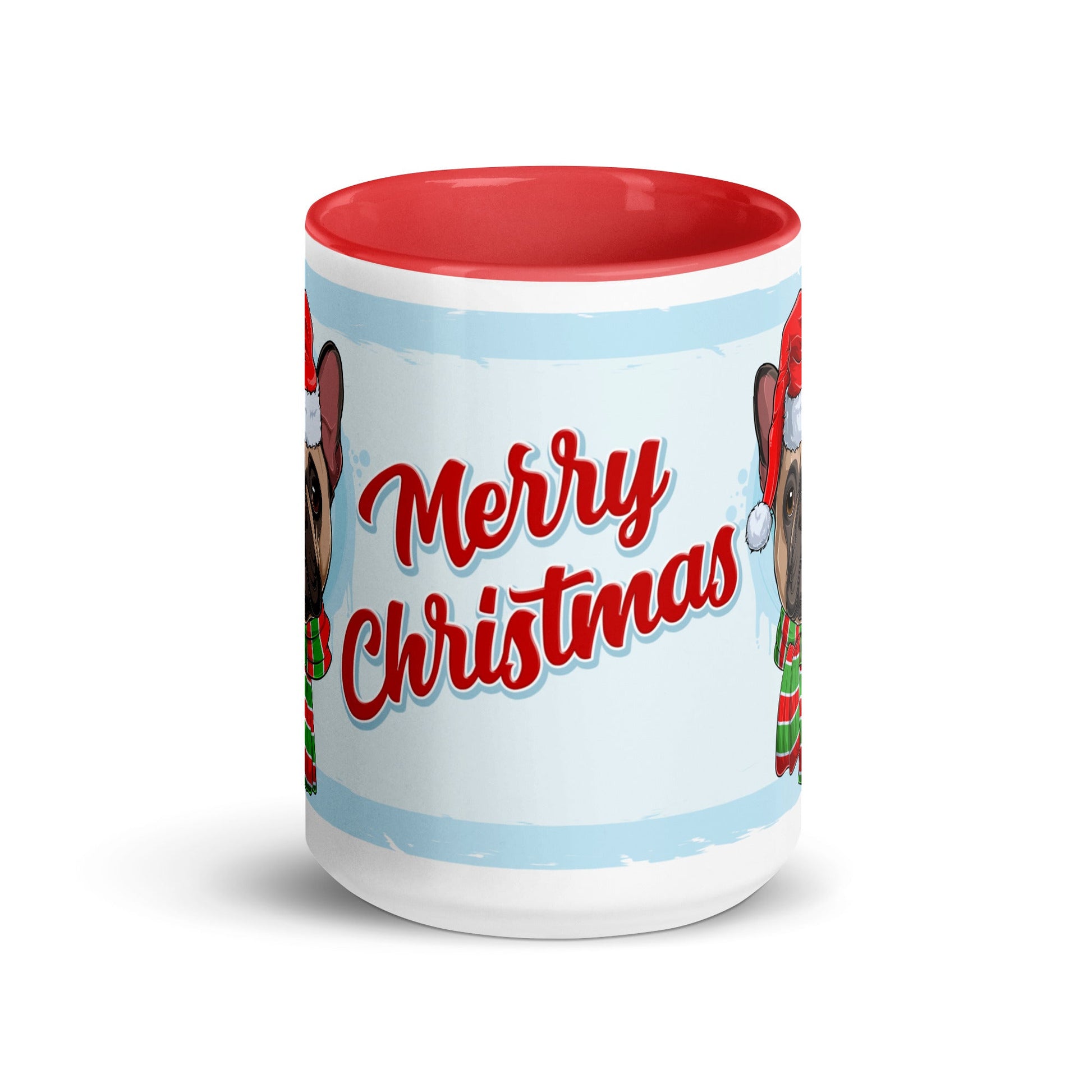 Festive "Merry Christmas" French Bulldog Mug | Fawn & White Colored Male