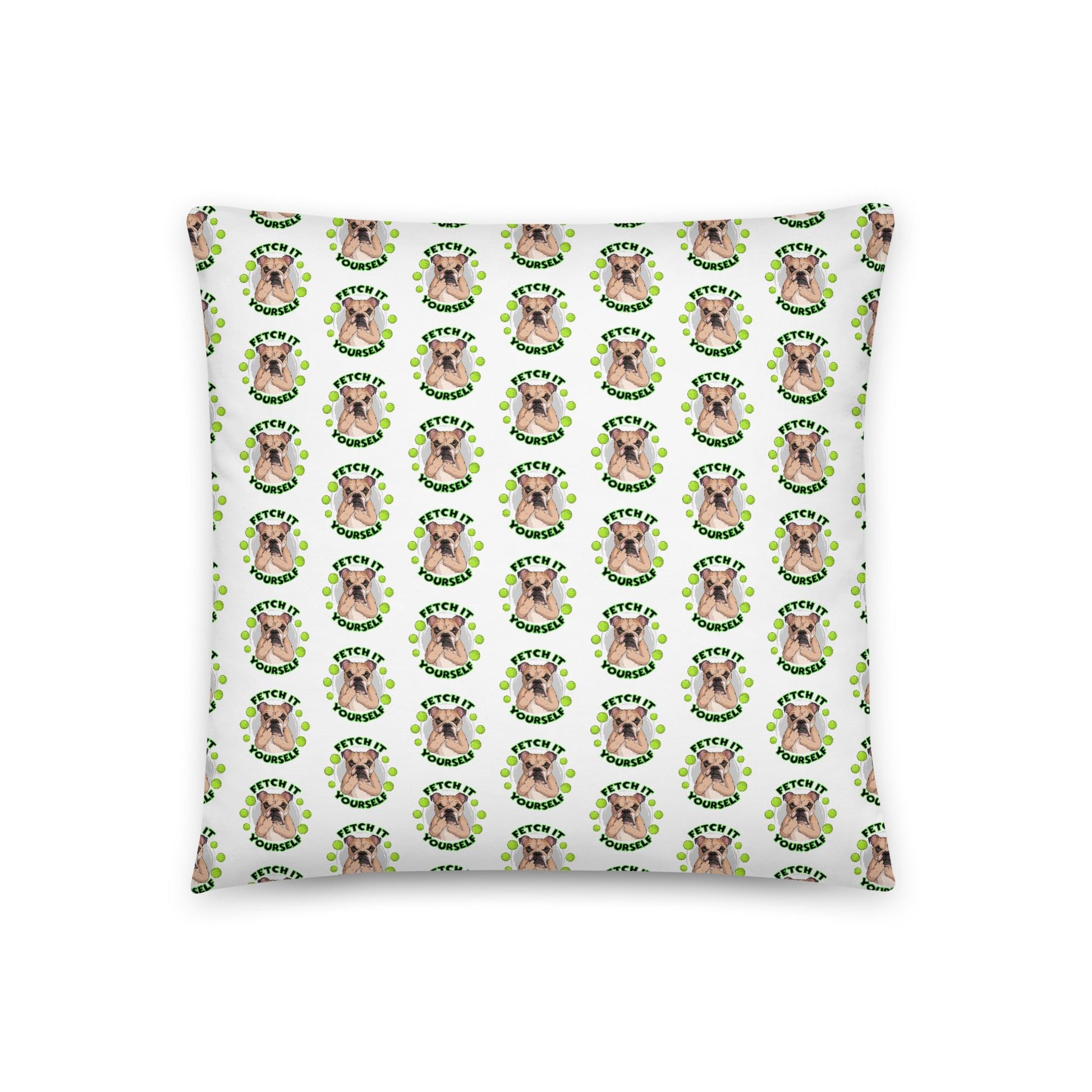 "Fetch it Yourself" English Bulldog Throw Pillow