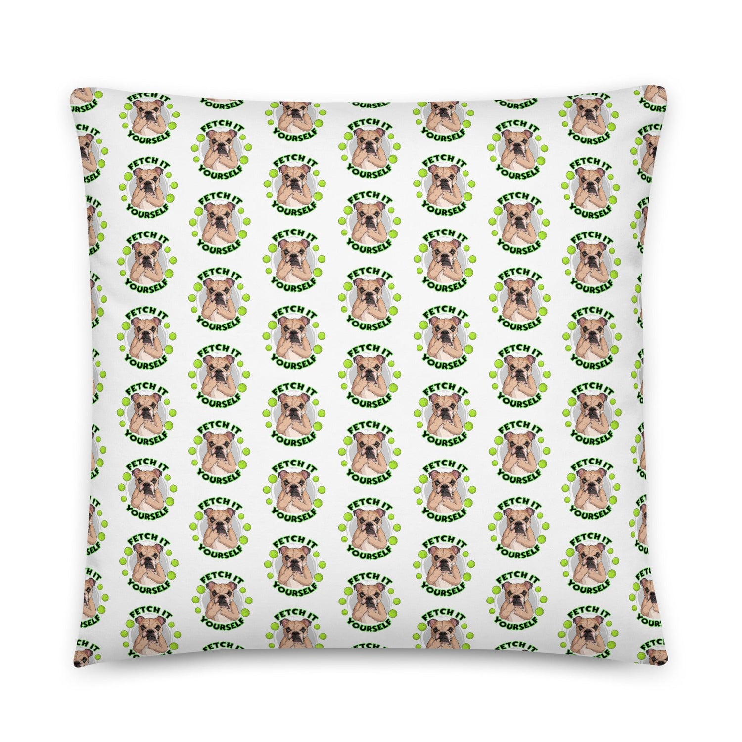 &quot;Fetch it Yourself&quot; English Bulldog Throw Pillow