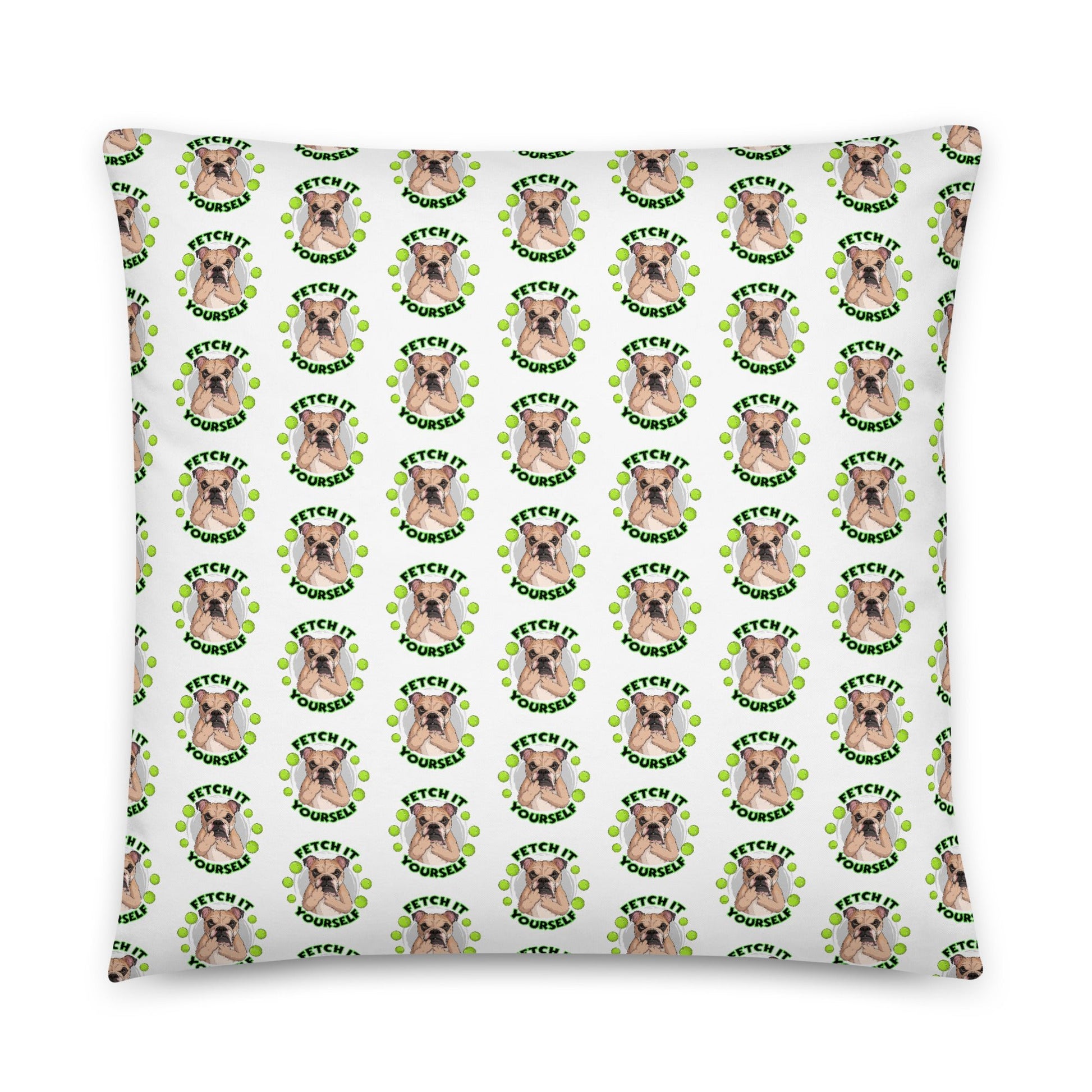 "Fetch it Yourself" English Bulldog Throw Pillow