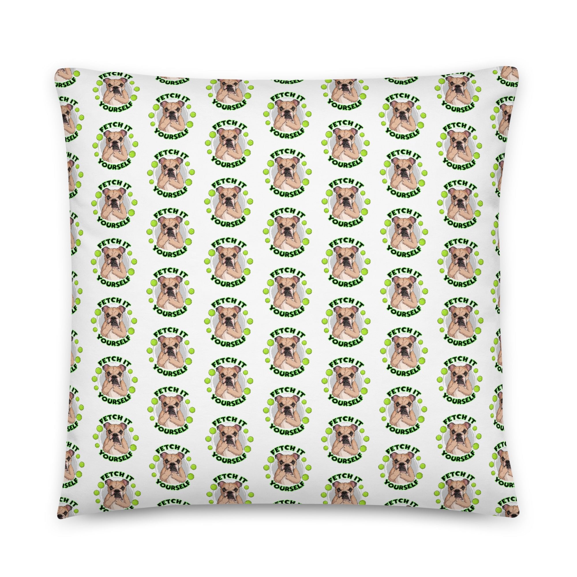 &quot;Fetch it Yourself&quot; English Bulldog Throw Pillow