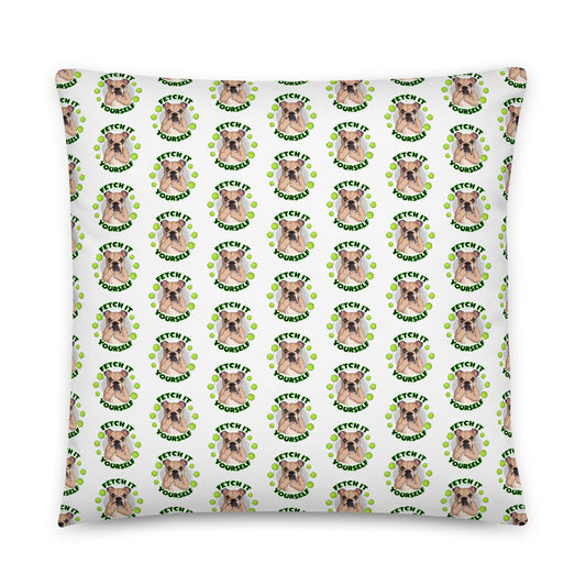 "Fetch it Yourself" English Bulldog Throw Pillow