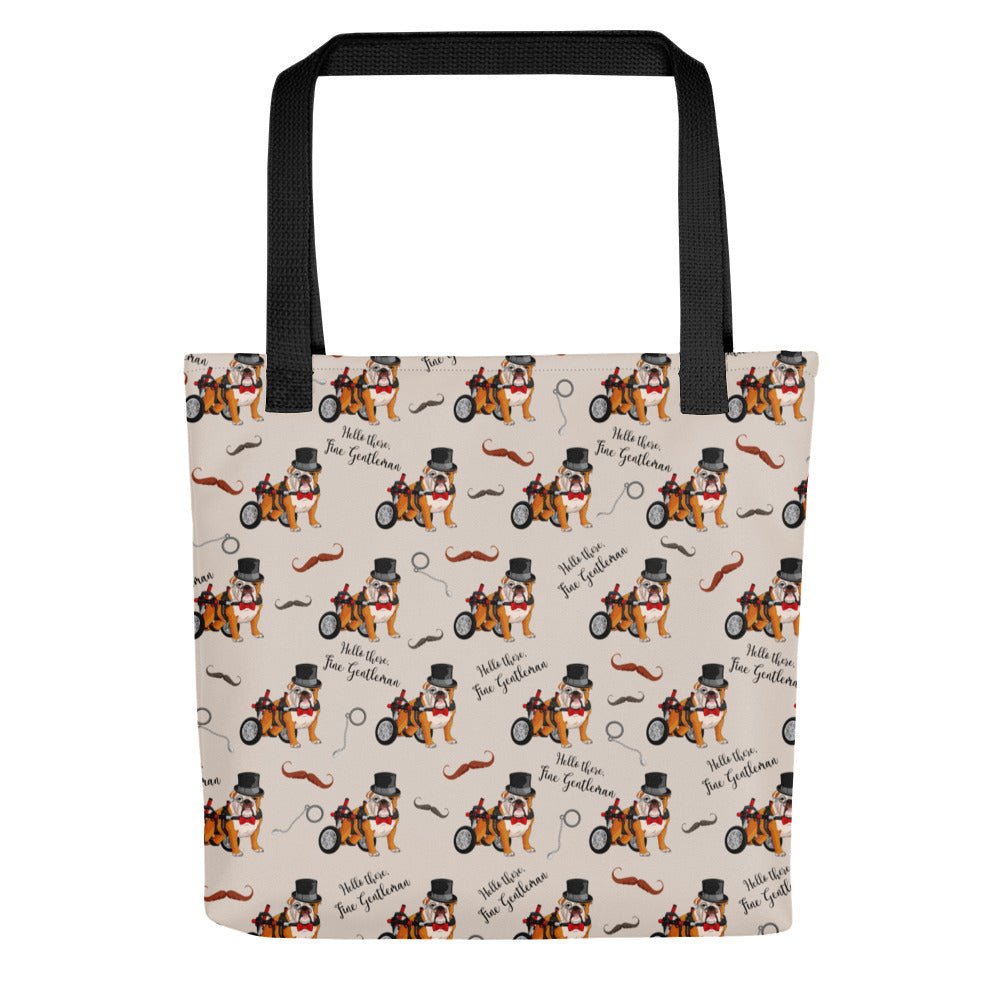 "Fine Gentleman" English Bulldog in Wheelchair Tote Bag