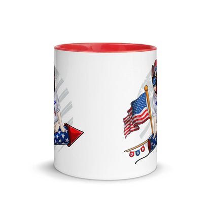 Frenchie Riding Firework Mug with Color Inside