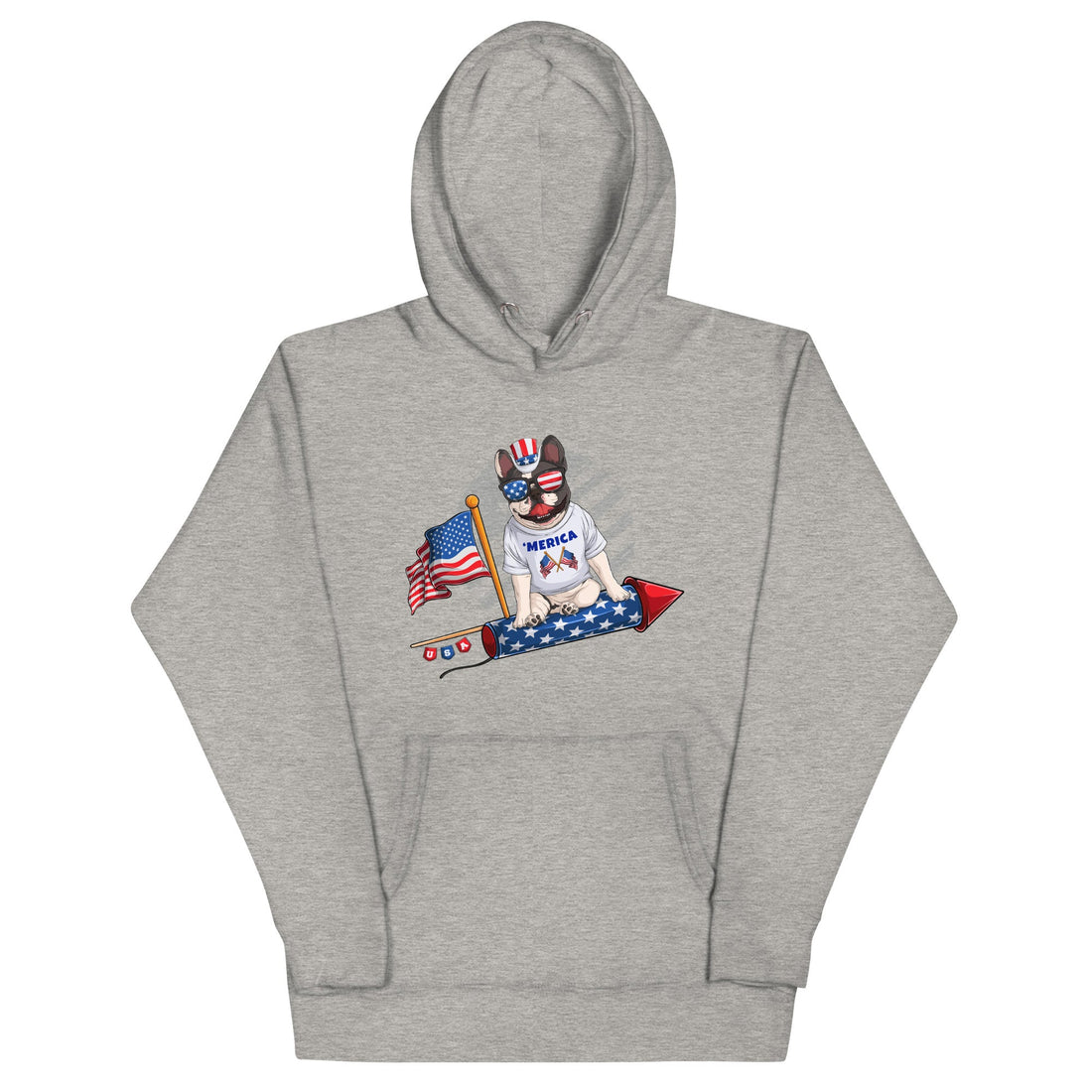 Frenchie Riding Firework Unisex Hoodie