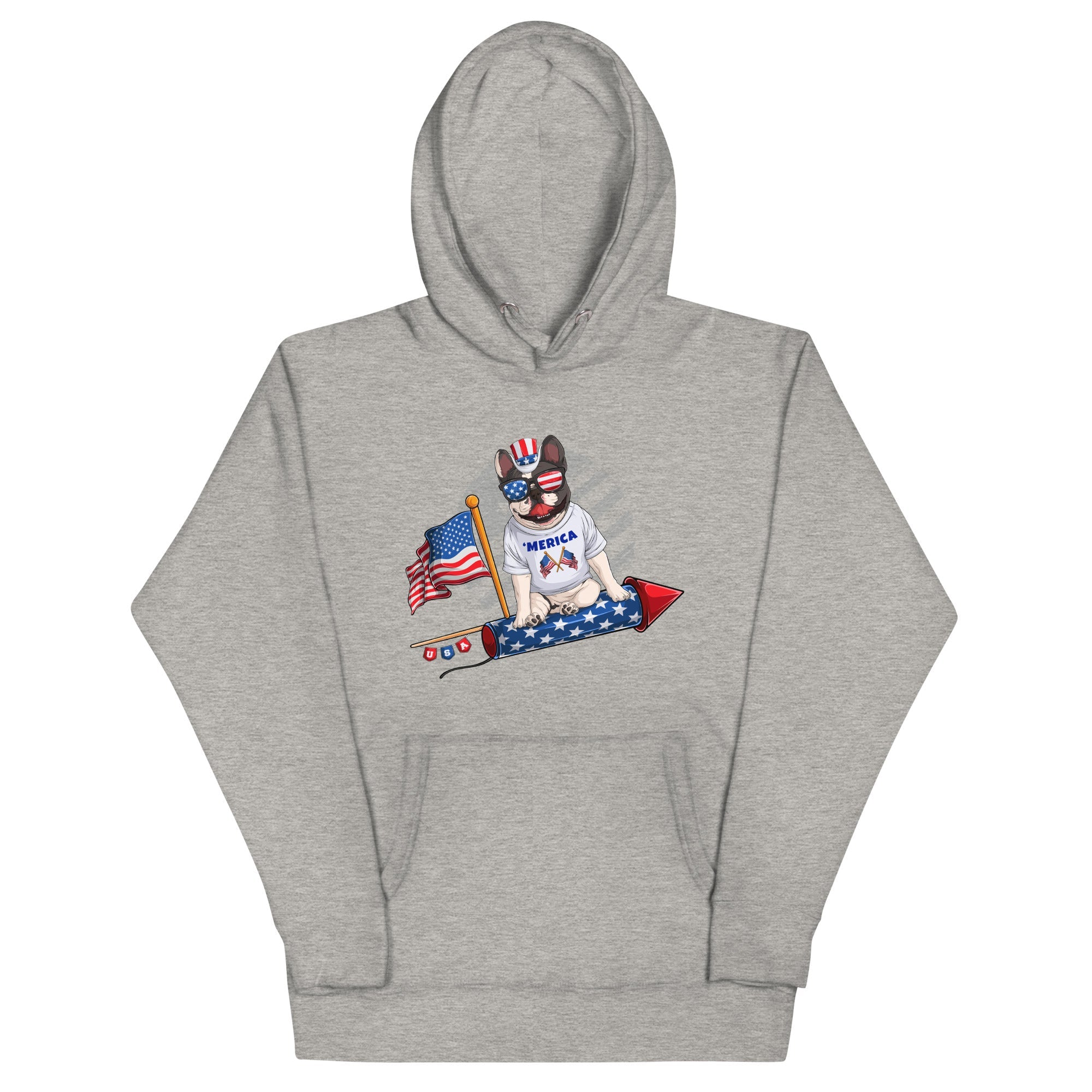 Frenchie Riding Firework Unisex Hoodie