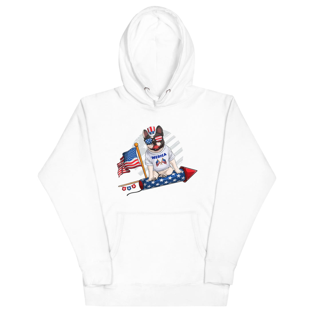 Frenchie Riding Firework Unisex Hoodie