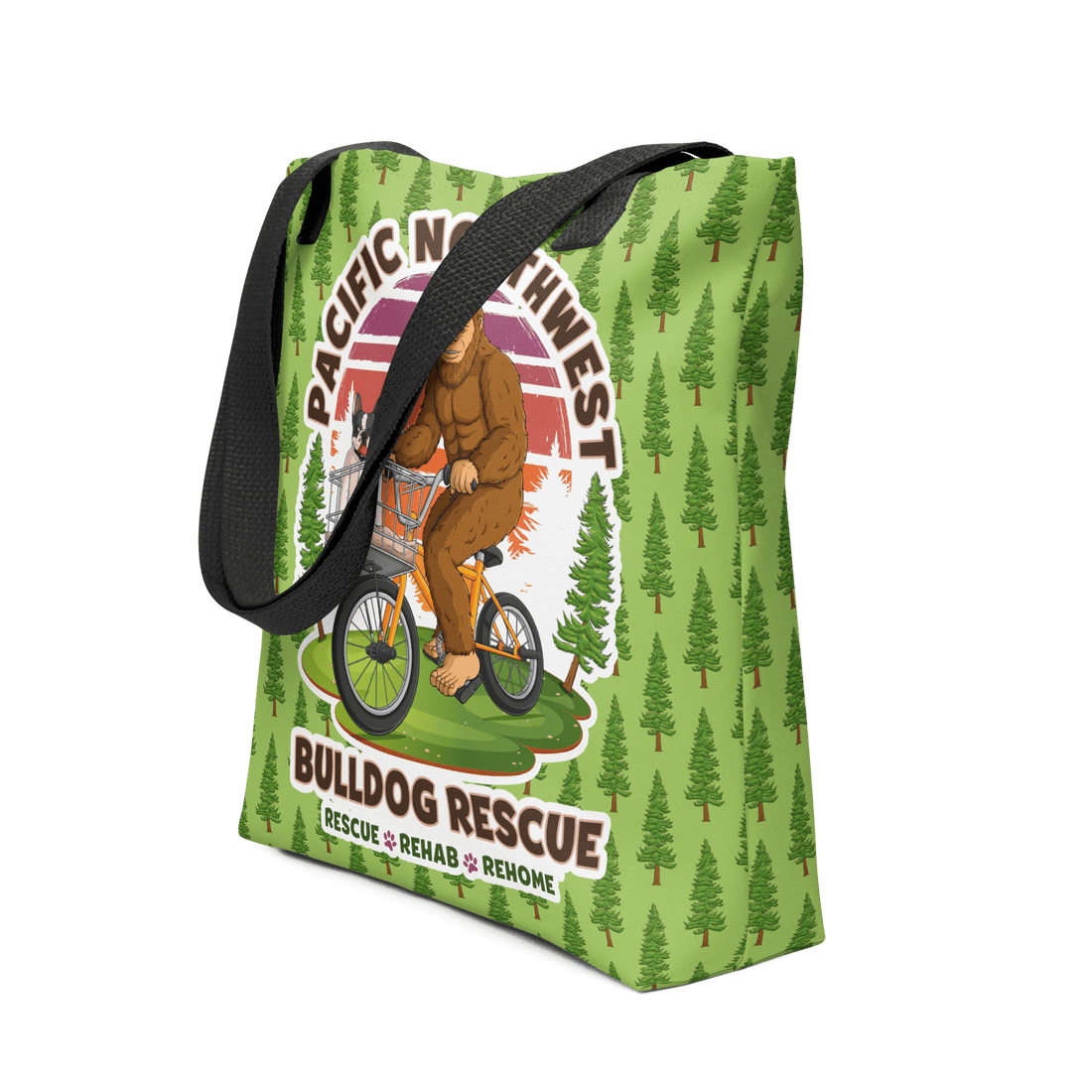 "Frenchies & Bigfoot" Pacific Northwest Bulldog Rescue Tote Bag