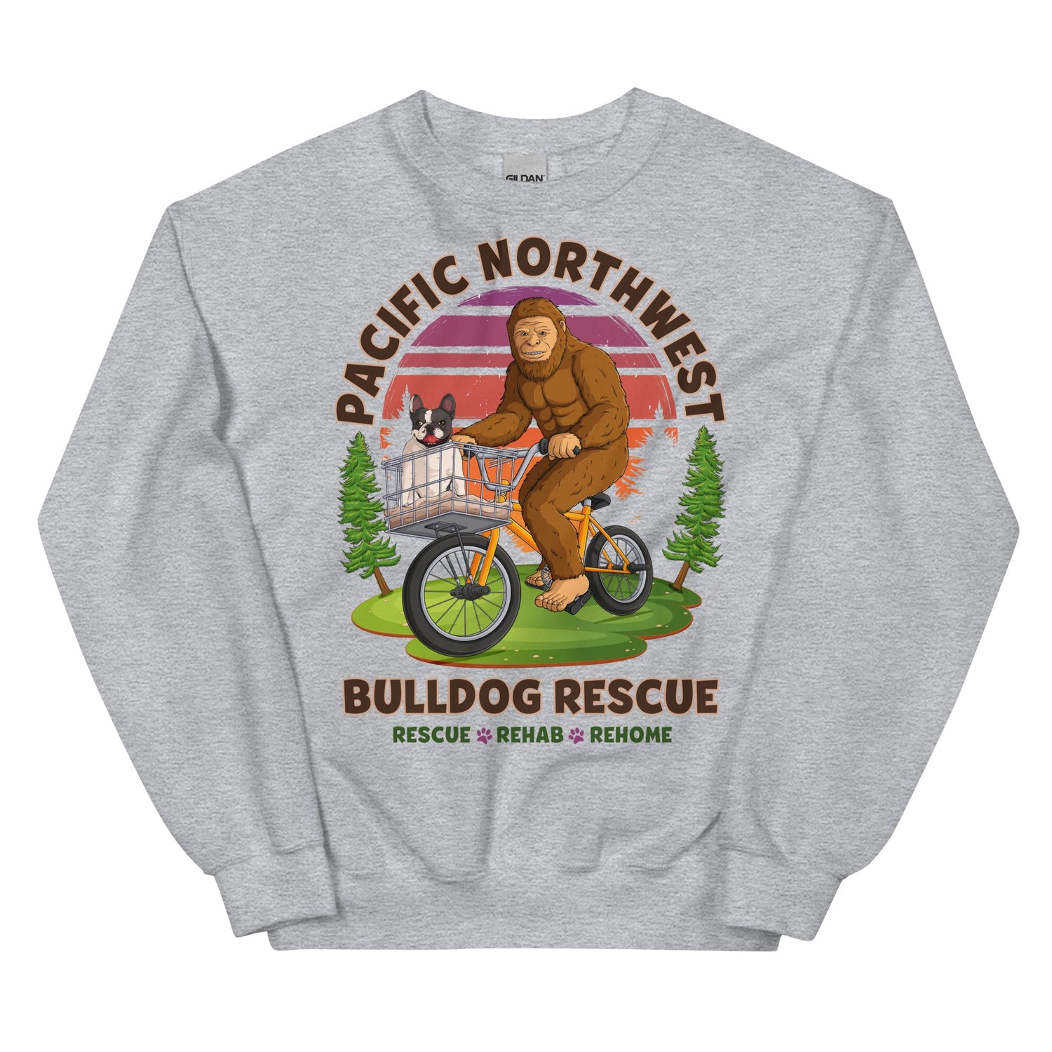 &quot;Frenchies &amp; Bigfoot&quot; Pacific Northwest Bulldog Rescue Unisex Sweatshirt