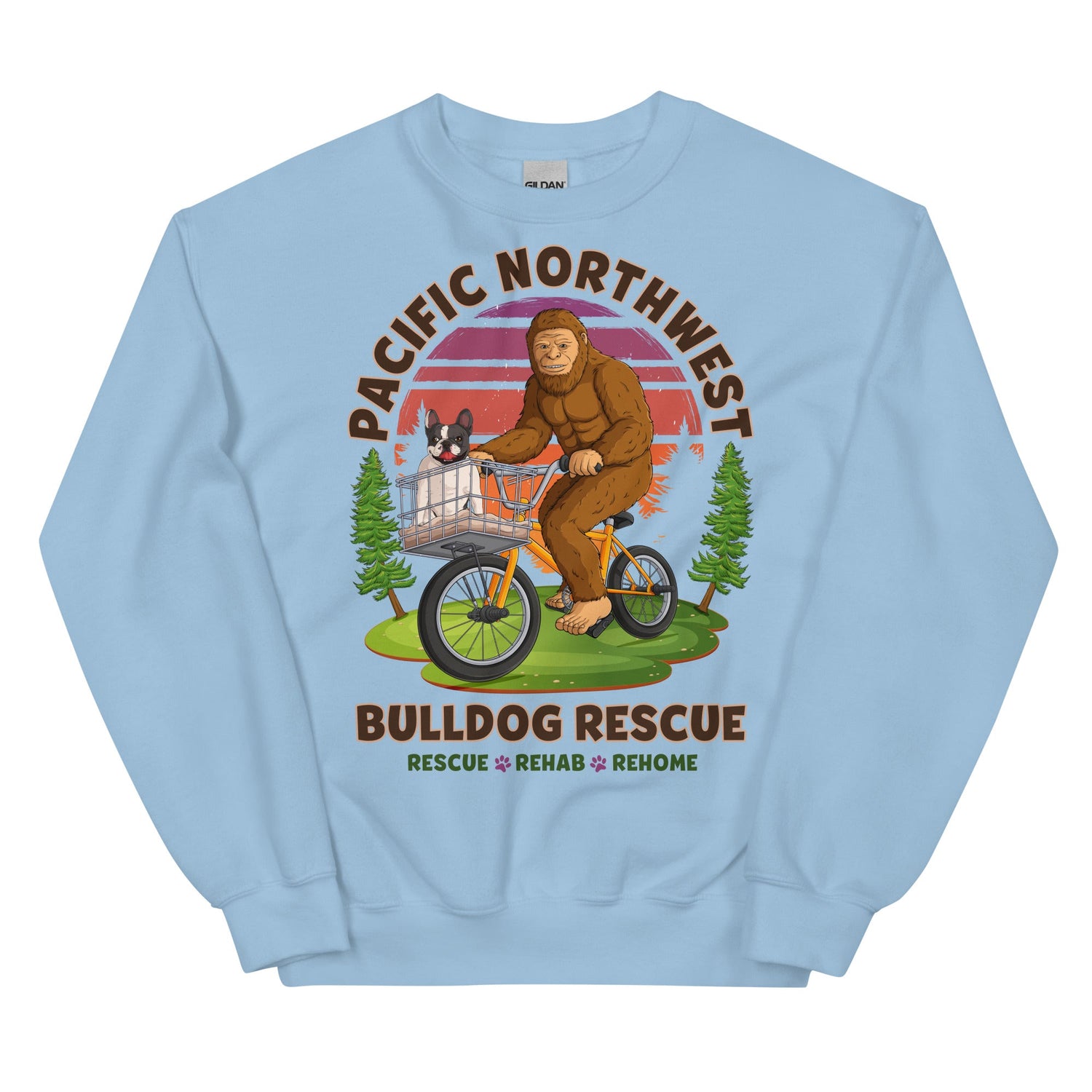 &quot;Frenchies &amp; Bigfoot&quot; Pacific Northwest Bulldog Rescue Unisex Sweatshirt