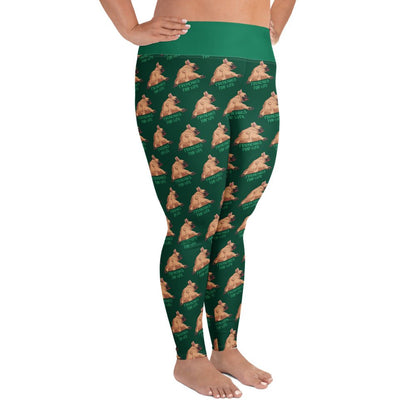 &quot;Frenchies For Life&quot; Green Plus Size Leggings | Fawn &amp; White Colored