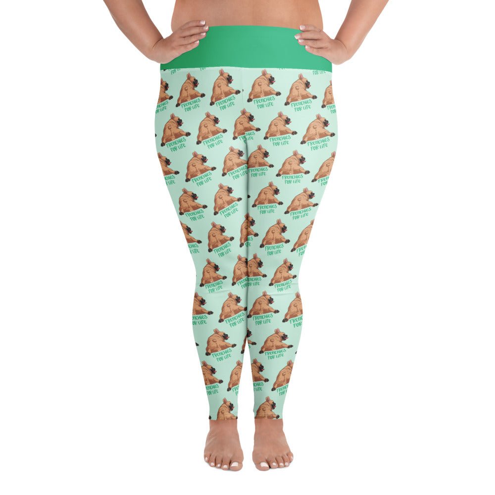 "Frenchies For Life" Plus Size Leggings | Fawn & White Colored
