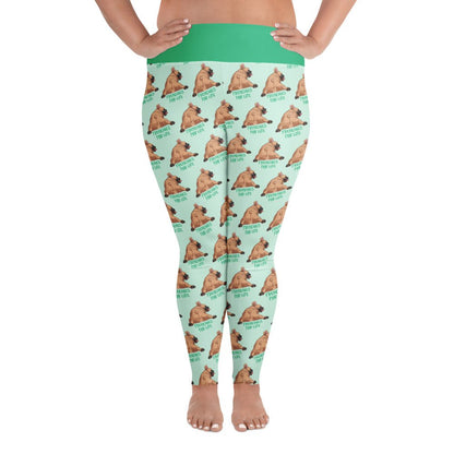 &quot;Frenchies For Life&quot; Plus Size Leggings | Fawn &amp; White Colored