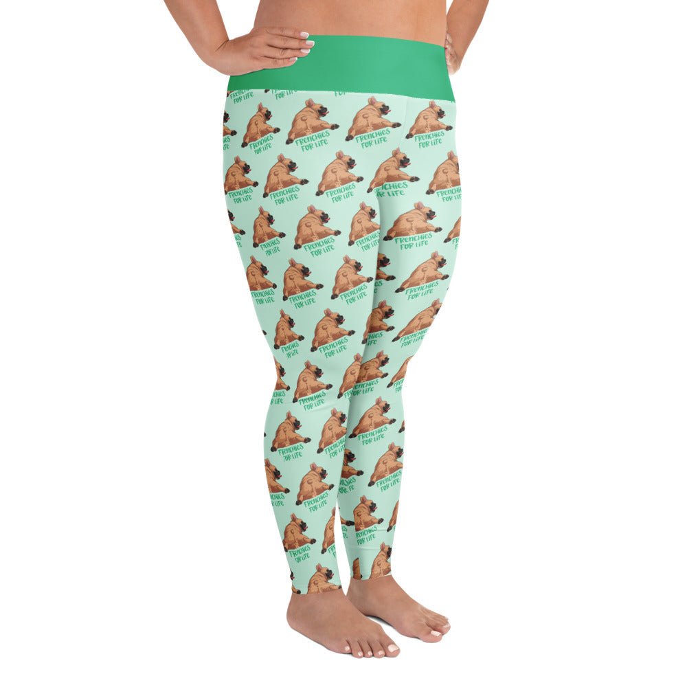 &quot;Frenchies For Life&quot; Plus Size Leggings | Fawn &amp; White Colored