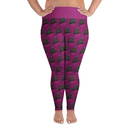&quot;Frenchies For Life&quot; Purple Plus Size Leggings | Black &amp; White Colored