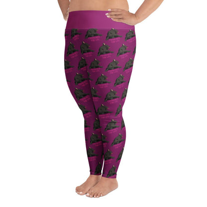 &quot;Frenchies For Life&quot; Purple Plus Size Leggings | Black &amp; White Colored