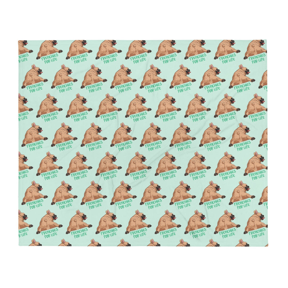 &quot;Frenchies For Life&quot; Throw Blanket | Fawn &amp; White Colored