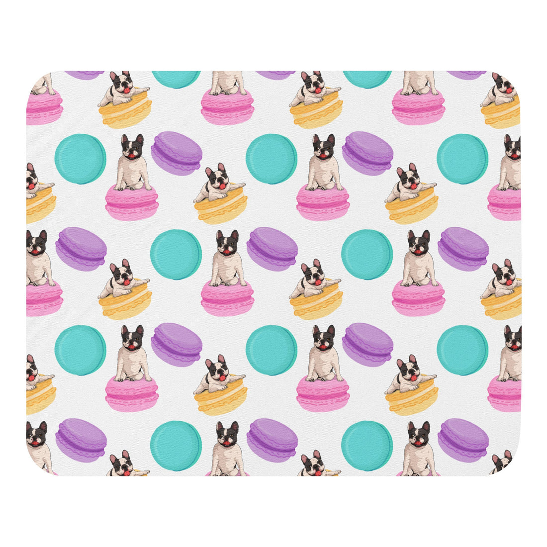 Frenchies & Macaroons Mouse Pad | Fawn & White Colored