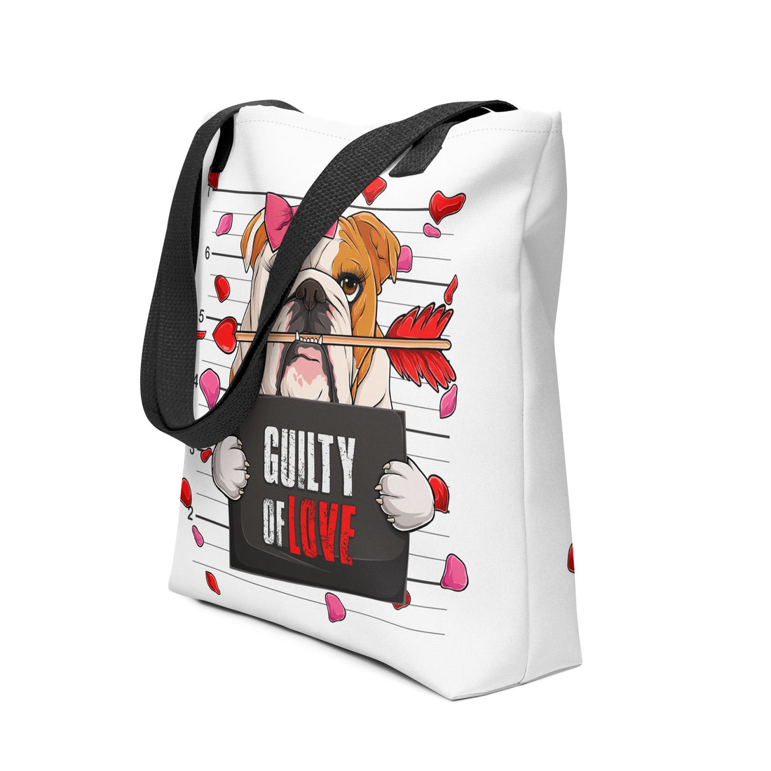 Gorgeous Black & White Colored Female English Bulldog Guilty of Love Tote Bag