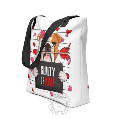 Gorgeous Black &amp; White Colored Female English Bulldog Guilty of Love Tote Bag