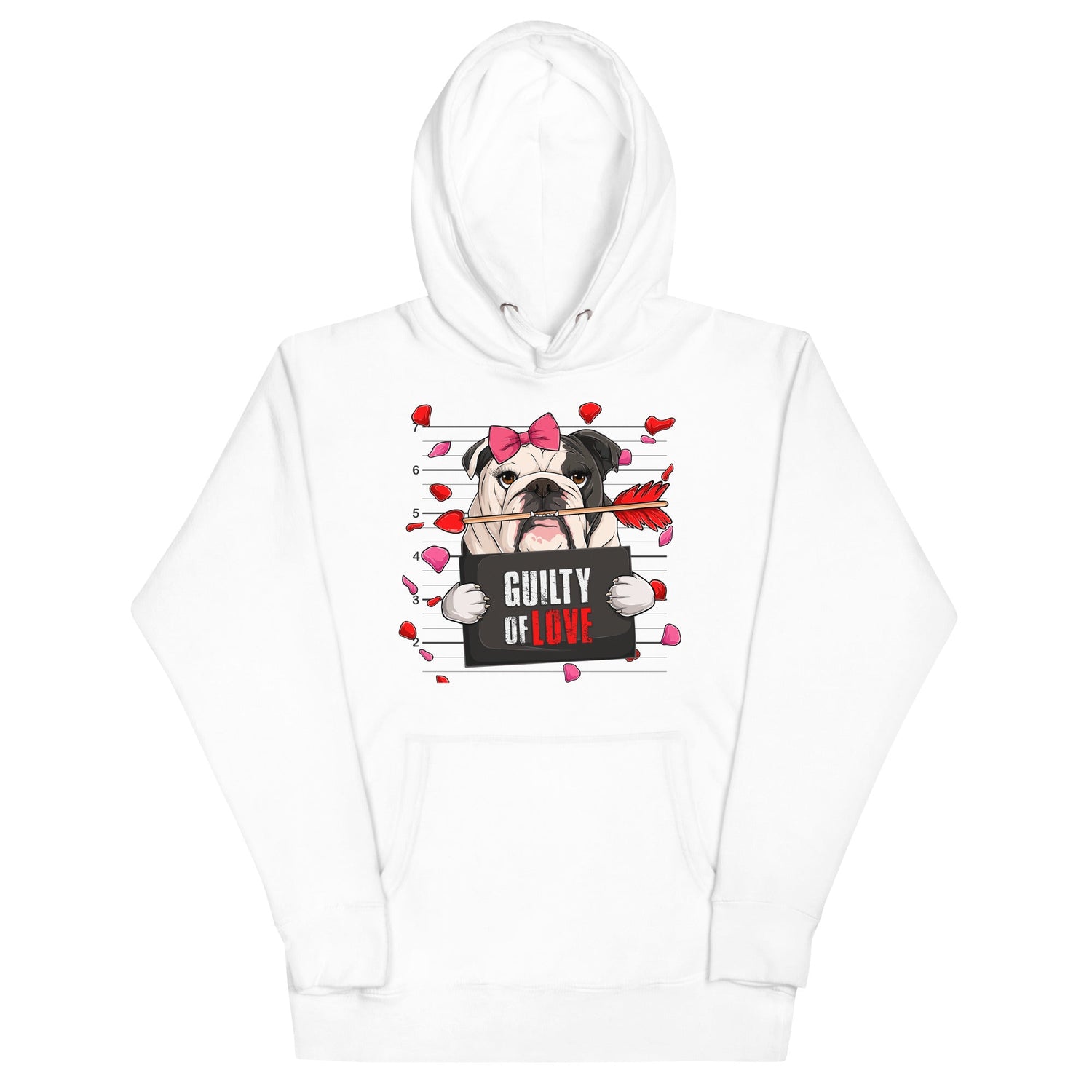 Gorgeous Black &amp; White Colored Female English Bulldog Guilty of Love Unisex Hoodie