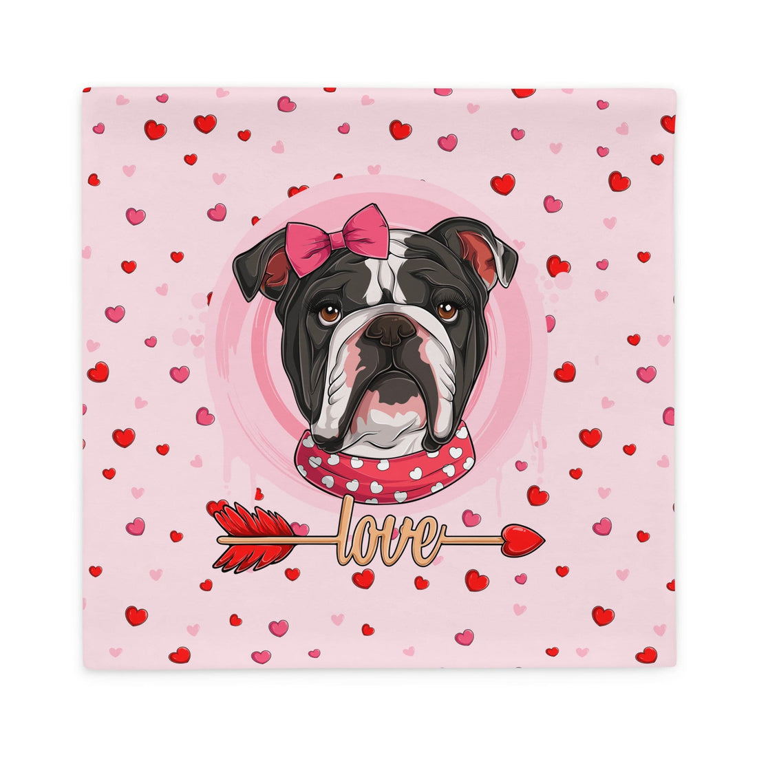 Gorgeous Black & White Colored Female English Bulldog Pink Valentine&