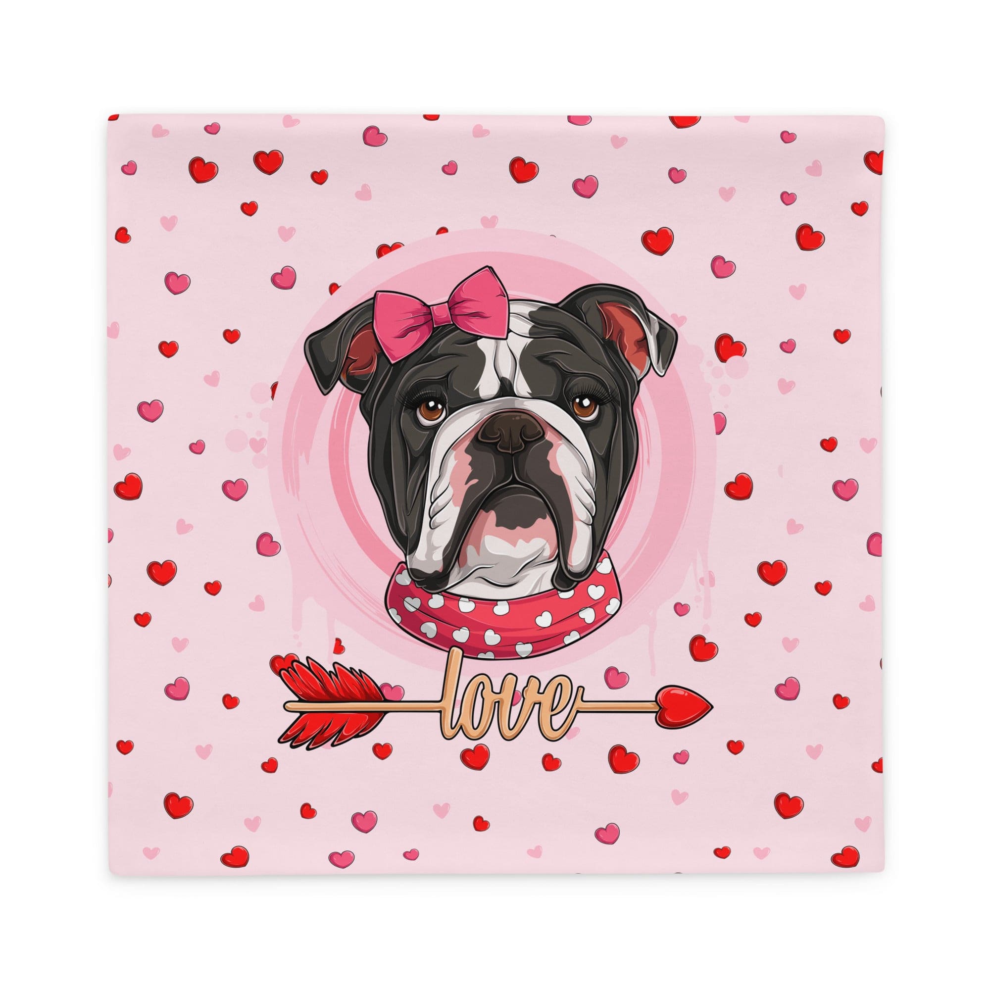 Gorgeous Black &amp; White Colored Female English Bulldog Pink Valentine&