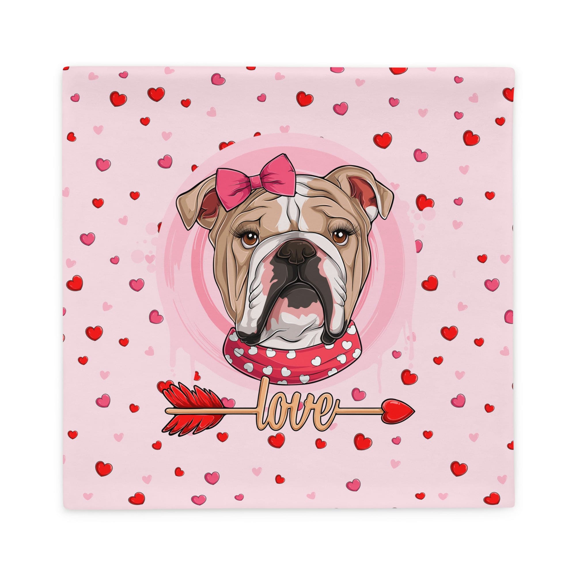 Gorgeous Fawn &amp; White Colored Female English Bulldog Pink Valentine&