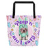Green "Peep’n Ain’t Easy" Female Bulldog Tote Bag with Pocket | B&W Colored