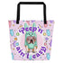 Green "Peep’n Ain’t Easy" Female Bulldog Tote Bag with Pocket | Red & White Colored