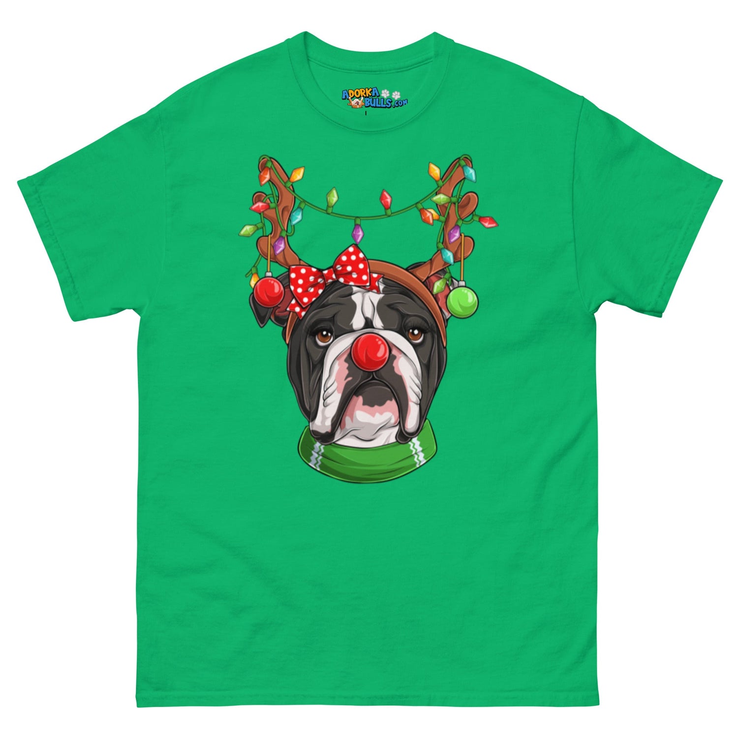 Grumpy Reindeer Female Bulldog T-Shirt | B&amp;W Colored