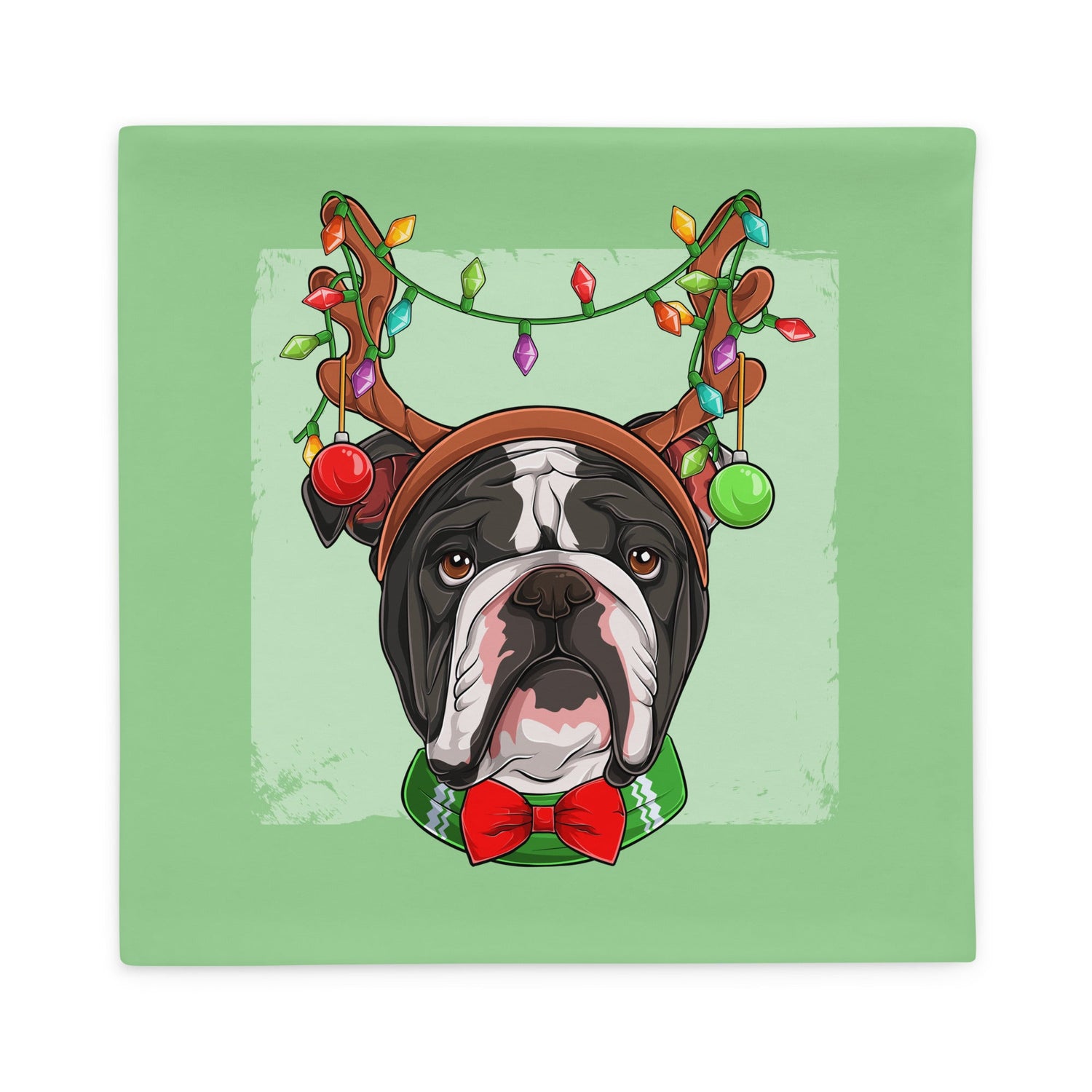 Grumpy Reindeer Male Bulldog Pillow Case | Black &amp; White Colored