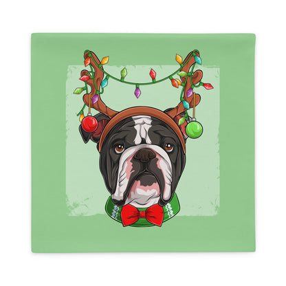 Grumpy Reindeer Male Bulldog Pillow Case | Black &amp; White Colored
