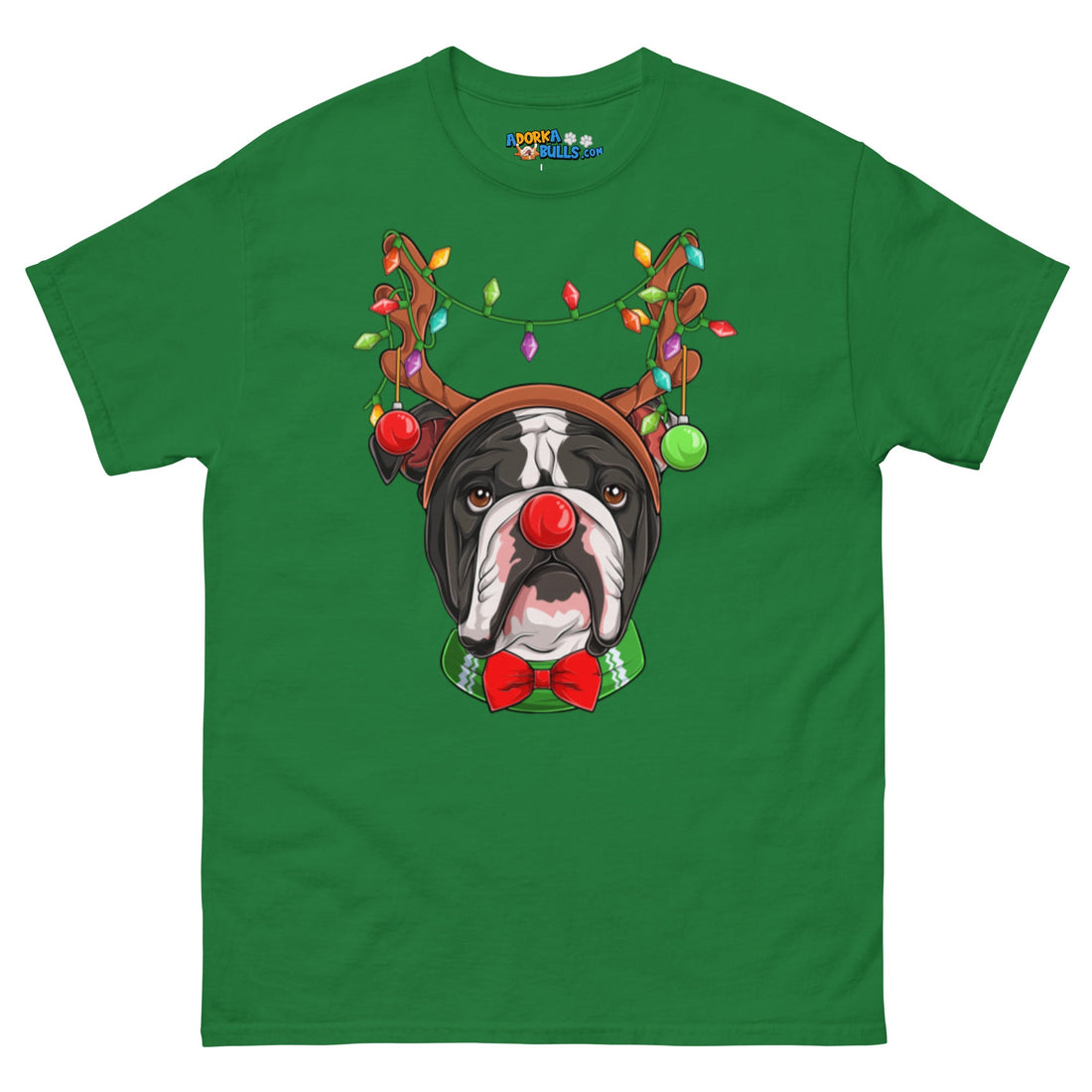 Grumpy Reindeer Male Bulldog T-Shirt | B&amp;W Colored