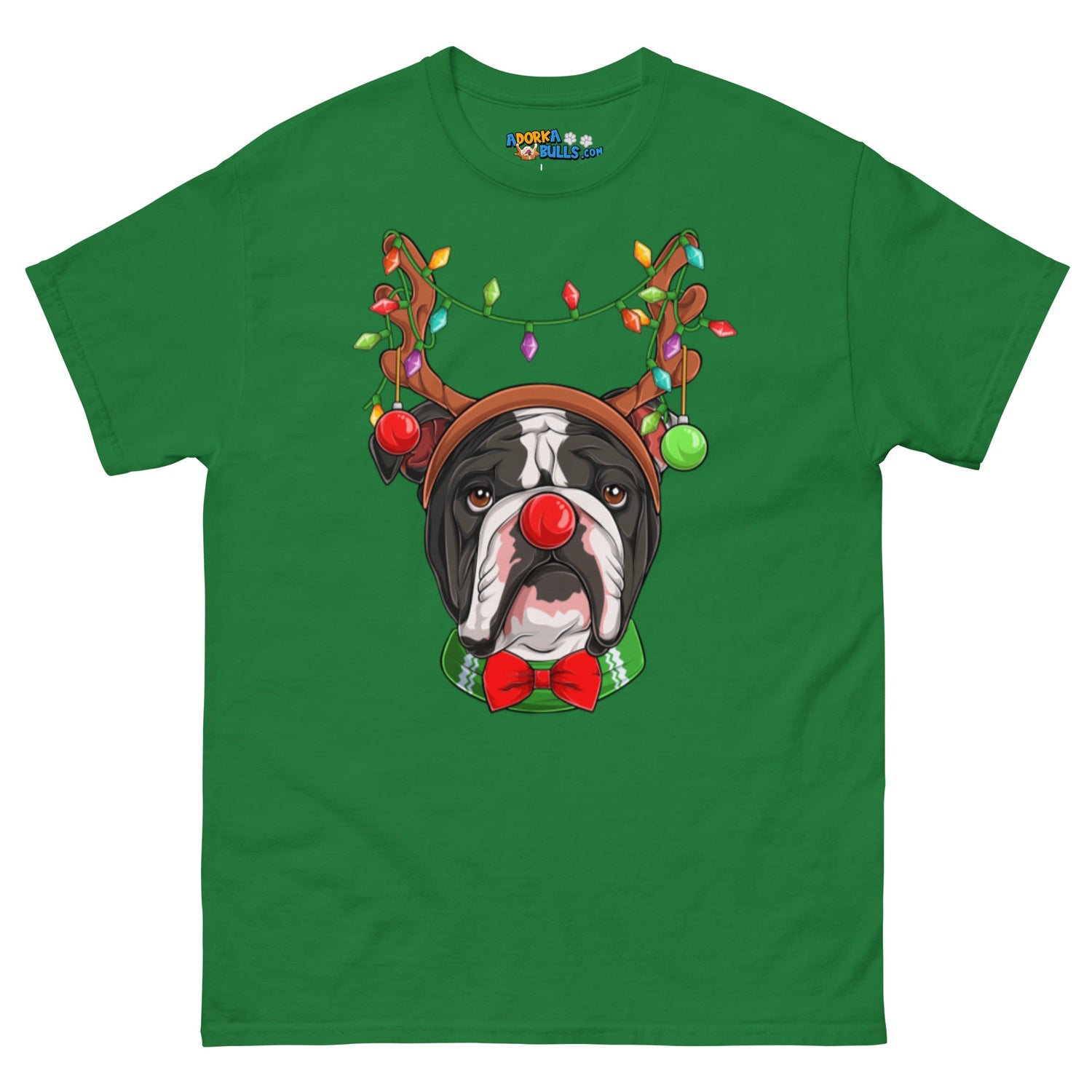 Grumpy Reindeer Male Bulldog T-Shirt | B&amp;W Colored