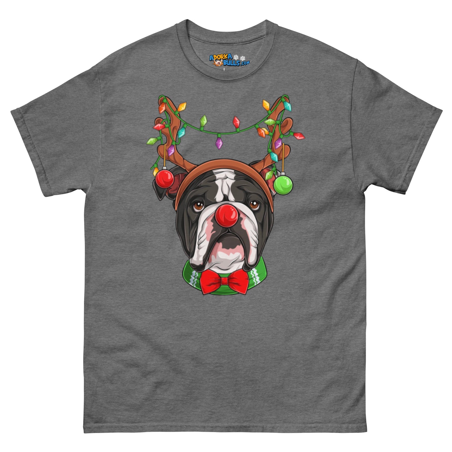 Grumpy Reindeer Male Bulldog T-Shirt | B&amp;W Colored