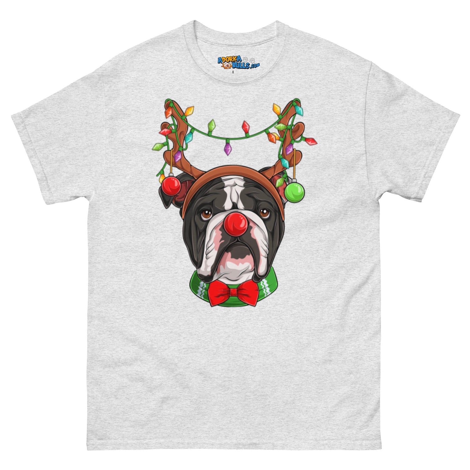 Grumpy Reindeer Male Bulldog T-Shirt | B&amp;W Colored