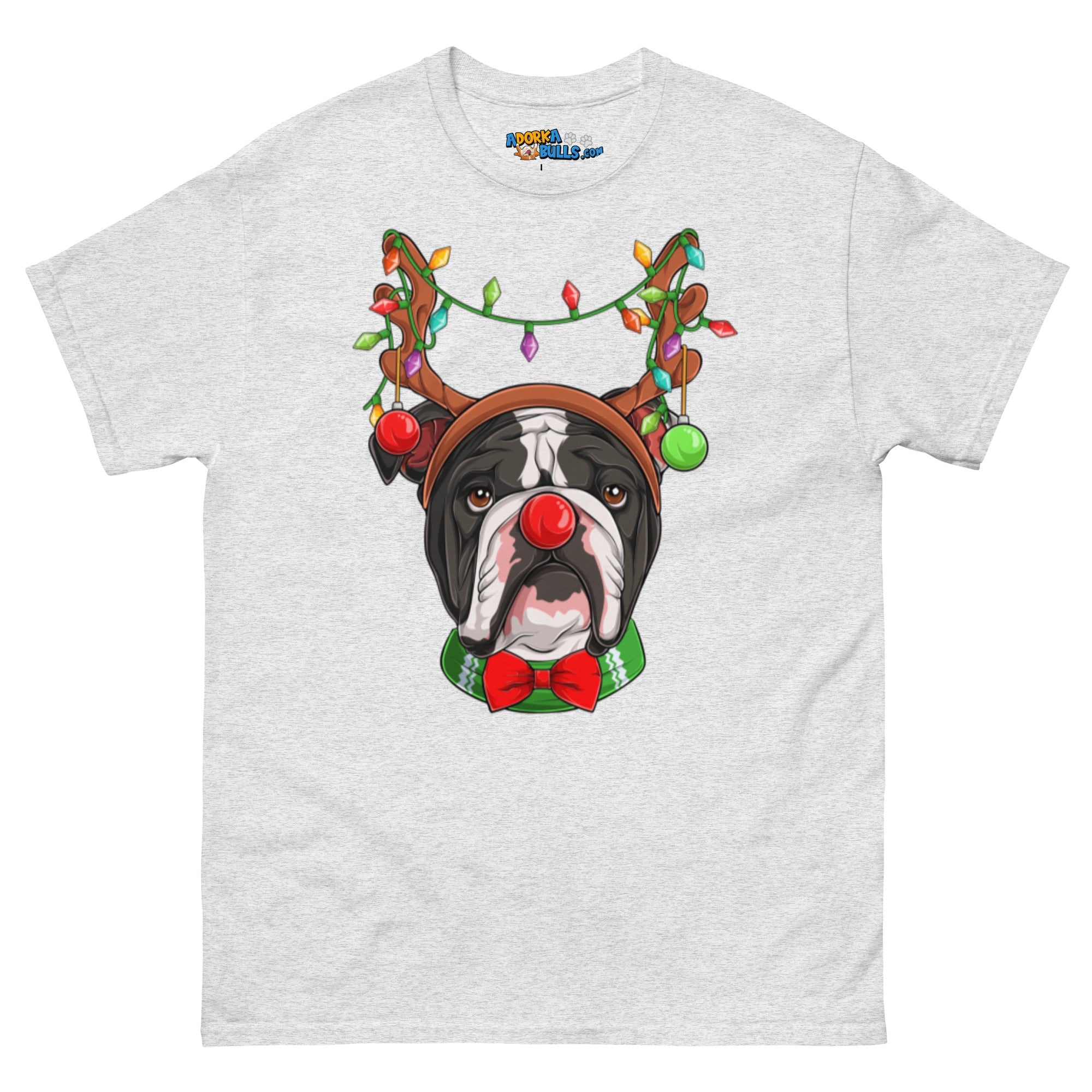 Grumpy Reindeer Male Bulldog T-Shirt | B&amp;W Colored
